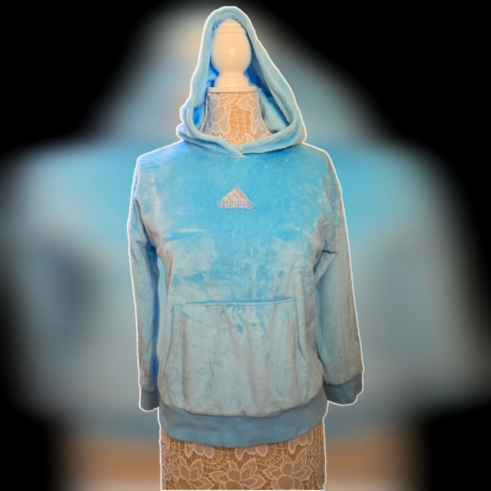 Small Women's Adidas Blue Plush Hoodie